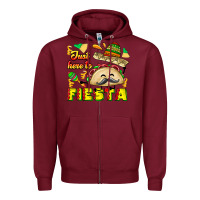 Burgundy Just Here To Fiesta Zipper Hoodie - CowhideDigitalArt