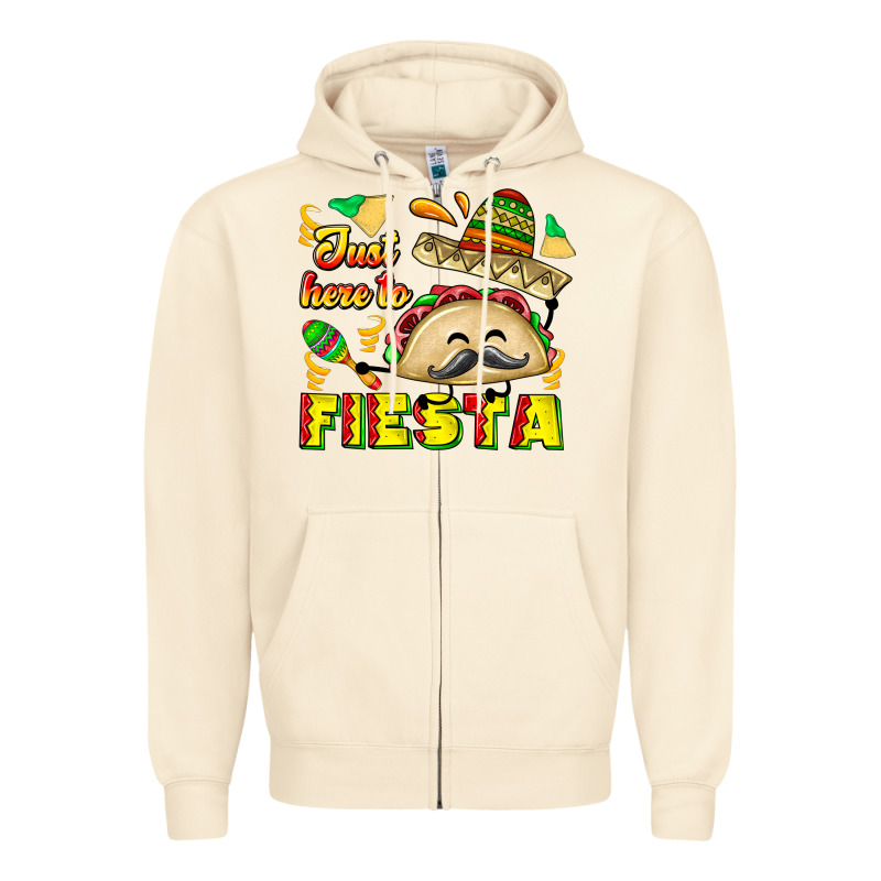 Just Here To Fiesta Zipper Hoodie by CowhideDigitalArt | Teevron