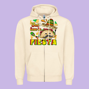 Just Here To Fiesta Zipper Hoodie Designed By Cowhidedigitalart