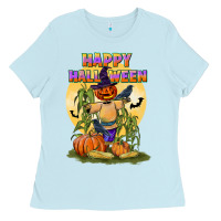 Baby Blue happy halloween Ladies Tee - LillyAllenDesigns