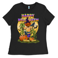 Black happy halloween Ladies Tee - LillyAllenDesigns