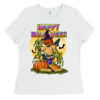 White happy halloween Ladies Tee - LillyAllenDesigns