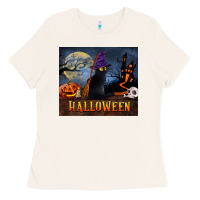 Bone Black Cat Halloween Ladies Tee - LillyAllenDesigns