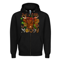 Black Just a Little Moody Zipper Hoodie - CowhideDigitalArt