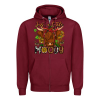 Burgundy Just a Little Moody Zipper Hoodie - CowhideDigitalArt