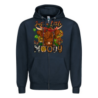 Navy Just a Little Moody Zipper Hoodie - CowhideDigitalArt