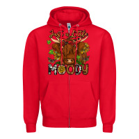 Red Just a Little Moody Zipper Hoodie - CowhideDigitalArt