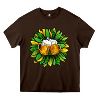 Chocolate Brown St. Patricks Sunflower With Beer Heavy Core Tee - BundleAndBundleShop