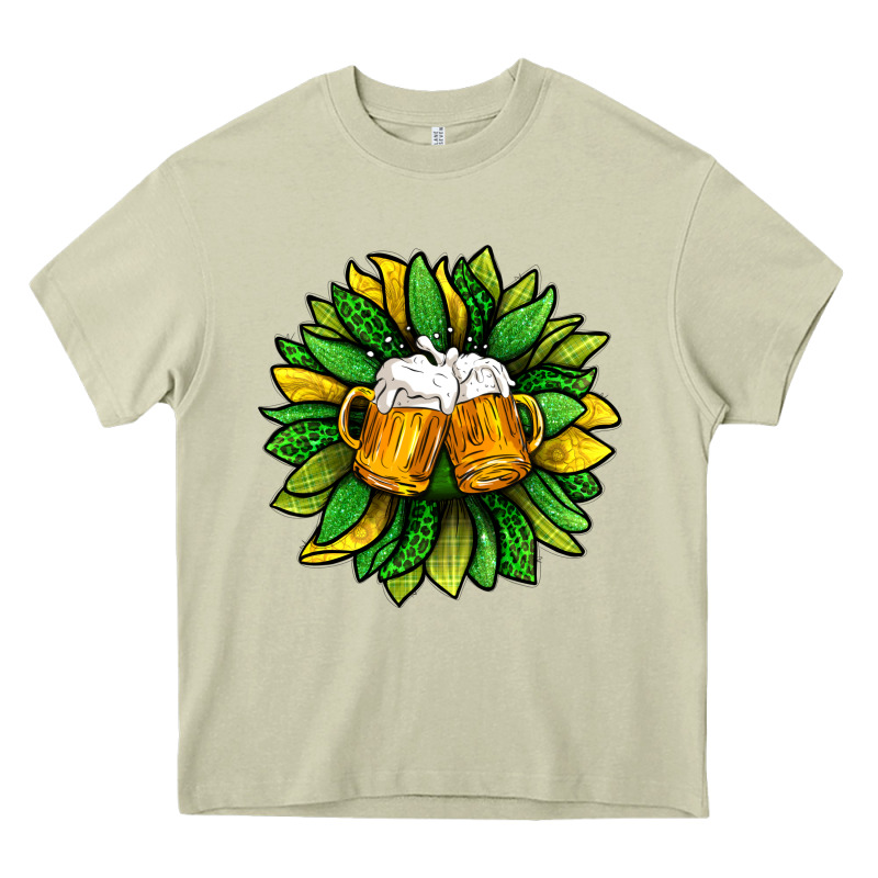 St. Patricks Sunflower With Beer Heavy Core Tee by BundleAndBundleShop | Teevron