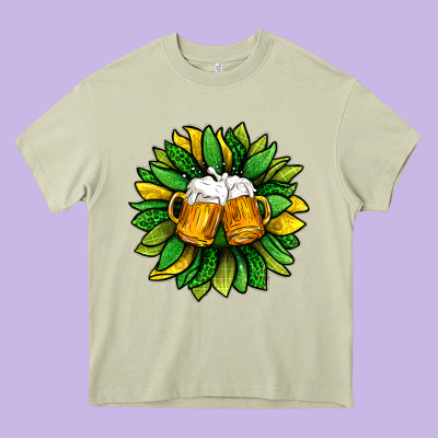 St. Patricks Sunflower With Beer Heavy Core Tee Designed By Bundleandbundleshop