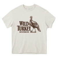 Cream wild turkey bourbon Heavy Core Tee - lanVoArt