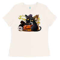 Bone halloween black cats Ladies Tee - LillyAllenDesigns