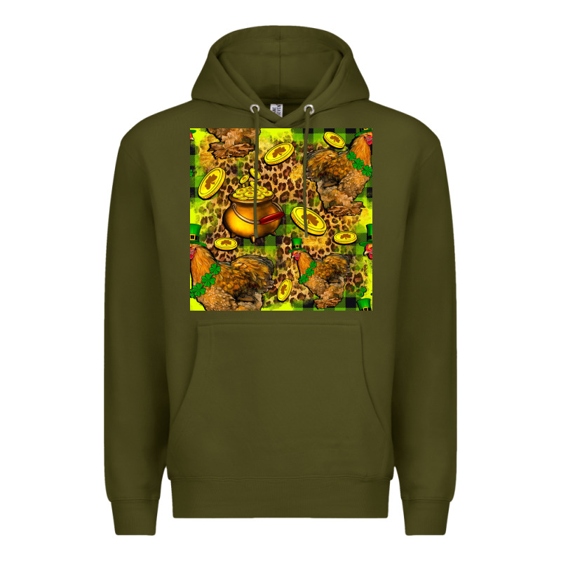 St. Patrick's Chicken With Pot Of Gold Premium Hoodie by FaDigitalArtStudio | Teevron