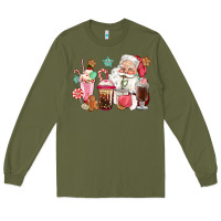 Army Green pink santa christmas santa coffe cups Long Sleeve Tee - CowGirlArtShop