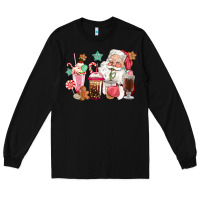 Black pink santa christmas santa coffe cups Long Sleeve Tee - CowGirlArtShop