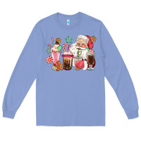 Colony Blue pink santa christmas santa coffe cups Long Sleeve Tee - CowGirlArtShop
