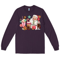 Plum pink santa christmas santa coffe cups Long Sleeve Tee - CowGirlArtShop