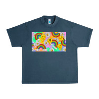 Midnight Navy smile faces and rainbow and daisys Urban Heavy Tee - TumblerDesignByShophia