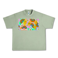 Oil Green smile faces and rainbow and daisys Urban Heavy Tee - TumblerDesignByShophia