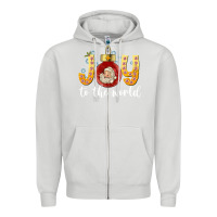 Dove Grey Joy To The World Zipper Hoodie - CowhideDigitalArt