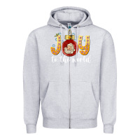 Heather Grey Joy To The World Zipper Hoodie - CowhideDigitalArt