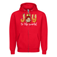 Red Joy To The World Zipper Hoodie - CowhideDigitalArt