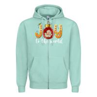 Seafoam Joy To The World Zipper Hoodie - CowhideDigitalArt