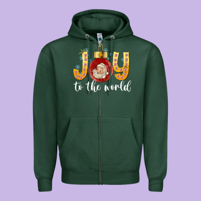 Joy To The World Zipper Hoodie Designed By Cowhidedigitalart