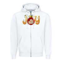 White Joy To The World Zipper Hoodie - CowhideDigitalArt