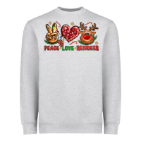Heather Grey Peace Love Reindeer Christmas Heavyweight Sweatshirt - BundleAndBundleShop