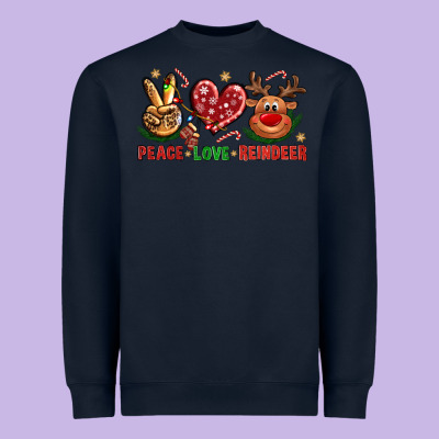 Peace Love Reindeer Christmas Heavyweight Sweatshirt Designed By Bundleandbundleshop