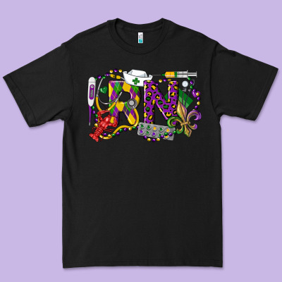 Rn Registered Nurse Mardi Gras Premium Tee Designed By Lillyallendesigns