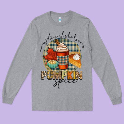 Just A Girl Who Loves Pumpkin Spice Long Sleeve Tee Designed By Cowgirlartshop