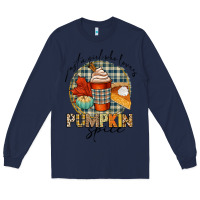 Navy just a girl who loves pumpkin spice Long Sleeve Tee - CowGirlArtShop
