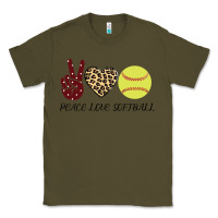 Army Green Peace Love Softball Classic Tee - Bettercallsaul