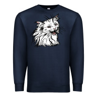 Navy Drawing Cat Premium Sweatshirt - RacoonDesign