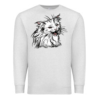 Oatmeal Heather Drawing Cat Premium Sweatshirt - RacoonDesign