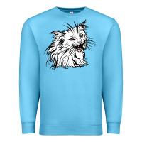 Ocean Blue Drawing Cat Premium Sweatshirt - RacoonDesign
