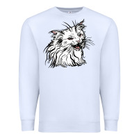 White Drawing Cat Premium Sweatshirt - RacoonDesign