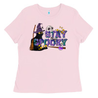 Bubblegum Pink Stay Spooky With Black Cat Ladies Tee - LillyAllenDesigns
