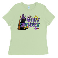 Matcha Stay Spooky With Black Cat Ladies Tee - LillyAllenDesigns