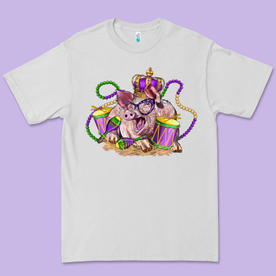 Mardi Gras Pig Premium Tee Designed By Lillyallendesigns