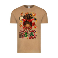 Santas Favorite Postal Worker Afro Messy Bun Vintage Tee | Teevron