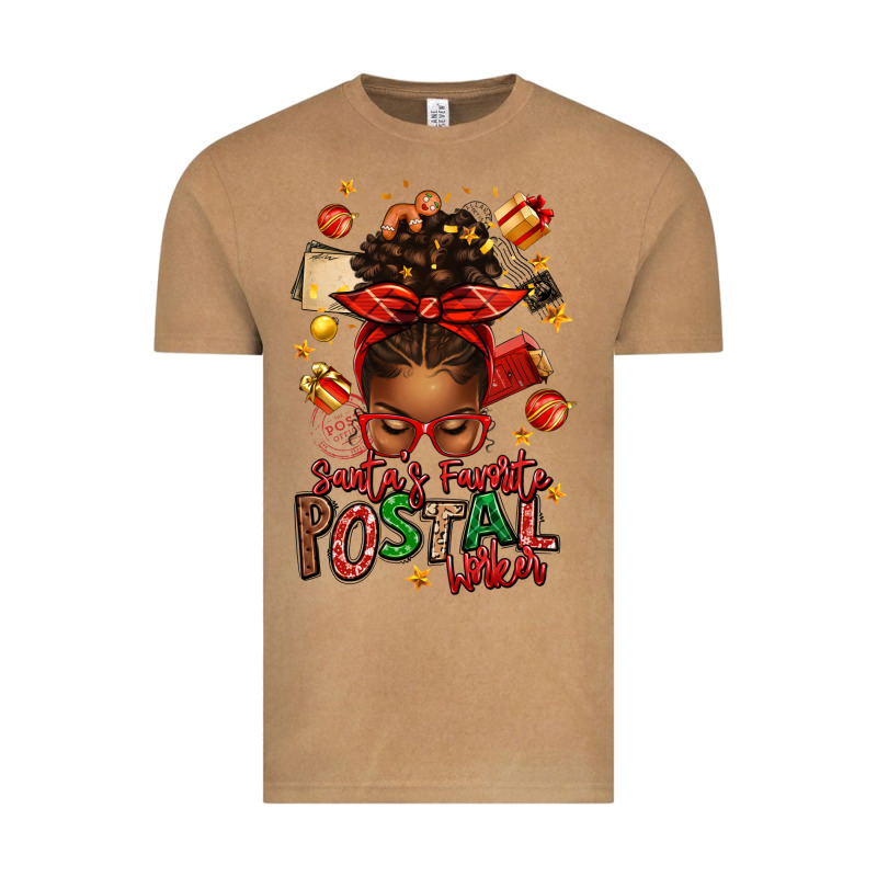 Santas Favorite Postal Worker Afro Messy Bun Vintage Tee by texasbilliewilder | Teevron