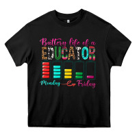 Black Battery Life Of A Educator Heavy Core Tee - BundleAndBundleShop