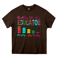 Chocolate Brown Battery Life Of A Educator Heavy Core Tee - BundleAndBundleShop