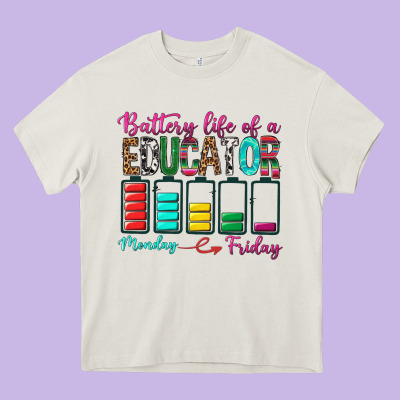 Battery Life Of A Educator Heavy Core Tee Designed By Bundleandbundleshop