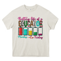 Cream Battery Life Of A Educator Heavy Core Tee - BundleAndBundleShop