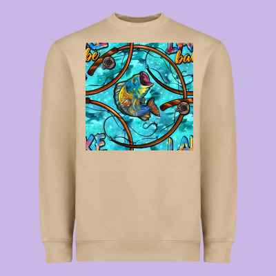 Lake Babe And Fish With Camouflage Seamless Pattern Heavyweight Sweatshirt Designed By Bundleandbundleshop