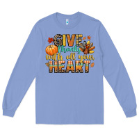 Colony Blue give thanks with all your heart Long Sleeve Tee - CowGirlArtShop